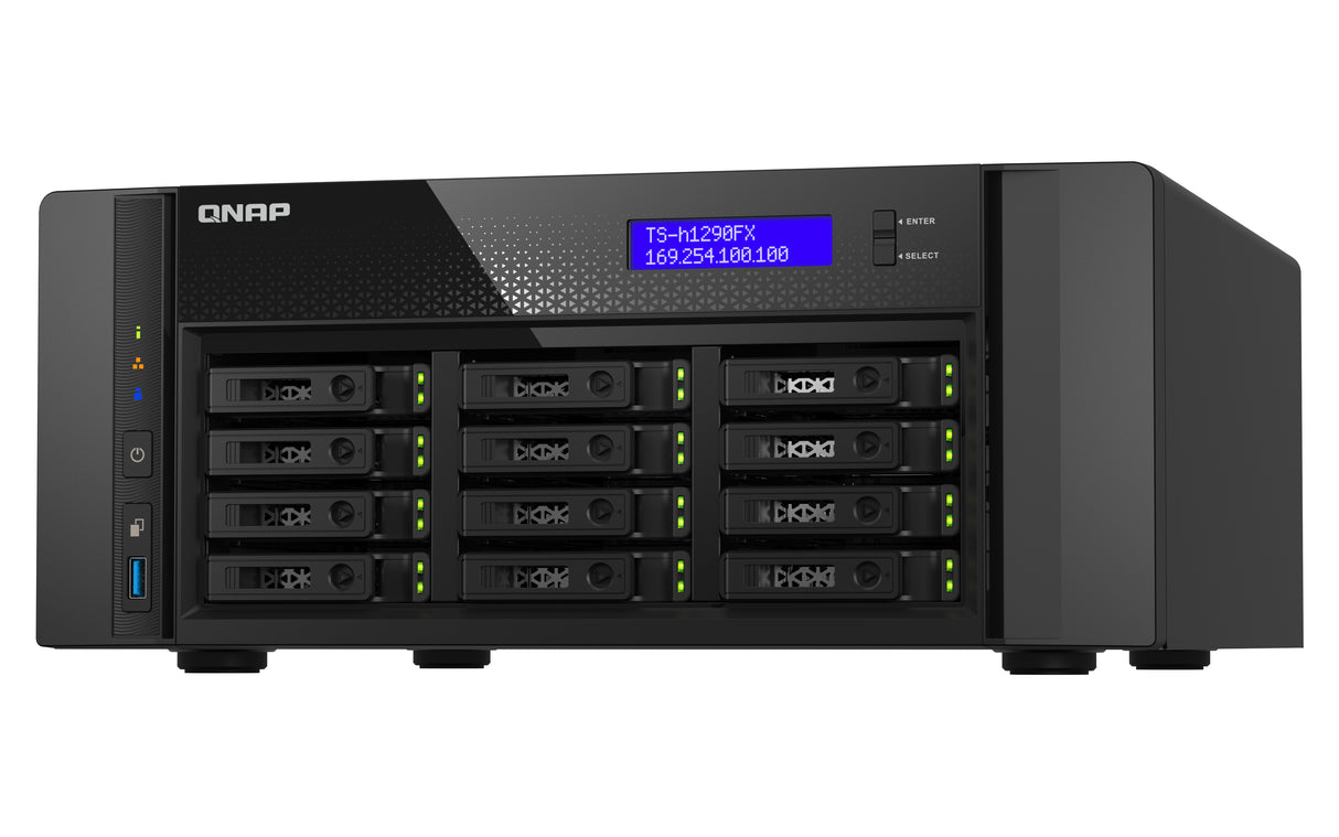 QNAP TS-h1290FX NAS Tower EPYC 7232P 64 GB DDR4 0 TB QuTS hero Black