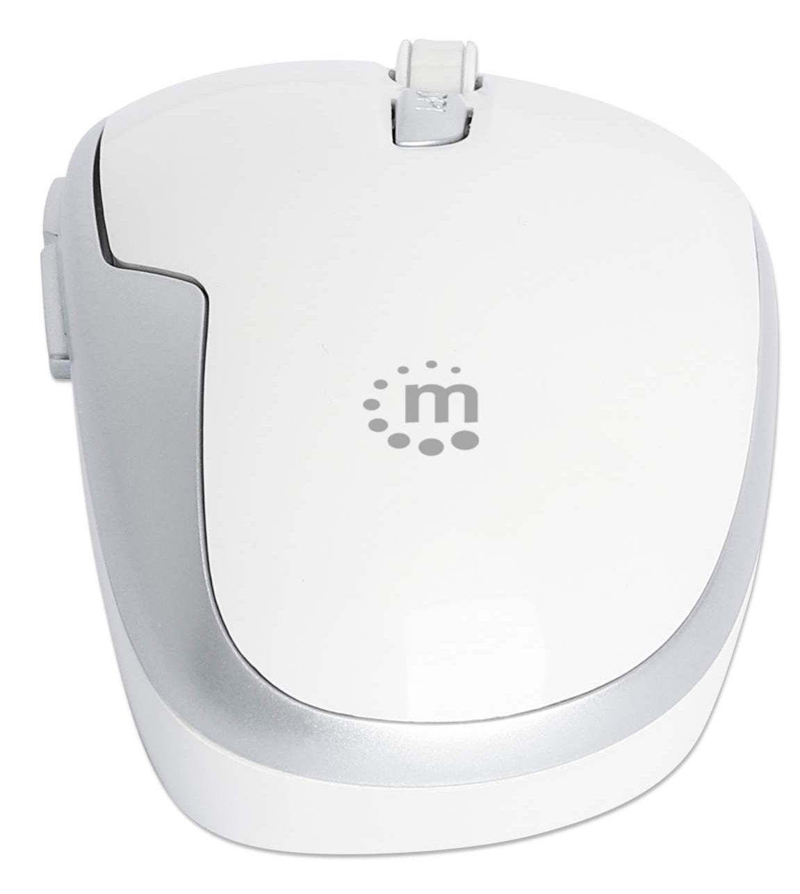 Manhattan USB-A Nano Receiver, Six Buttons with Scroll Wheel, 800/1200/1600 dpi, Wrist-Friendly Contour, White