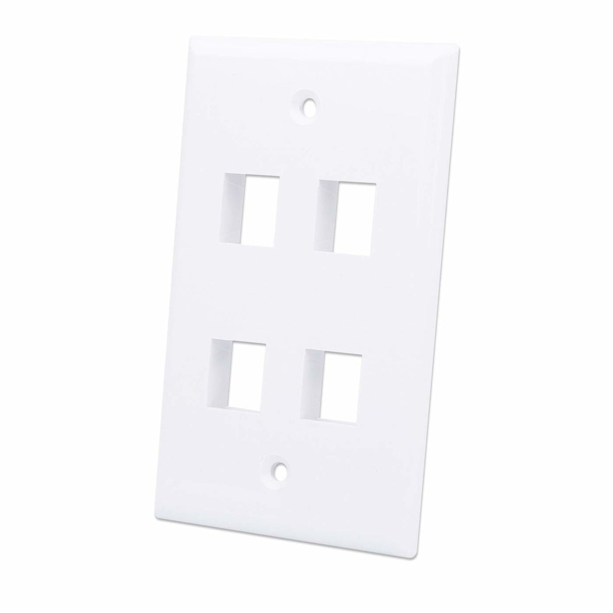 Intellinet 4-Outlet Keystone Wall Plate, White