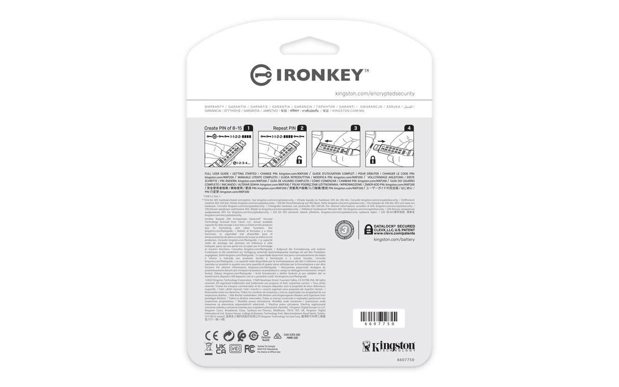Kingston Technology IronKey 512GB Keypad 200, FIPS 140-3 Lvl 3 AES-256 Encrypted