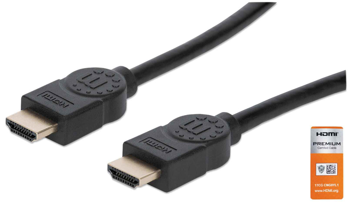Manhattan HDMI 4K@60Hz Cable with Ethernet, 1m, Certified, Suitable for ALL 4K & 1080p/HD uses - when upgrading now or have it ready for when you need it, Male to Male, Black, Ultra HD 4k x 2k, Lifetime Warranty, Premium High Speed, Equivalent to...
