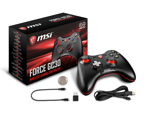 MSI FORCE GC30 Wireless Pro Gaming Controller PC and Android 'PC and Android ready, Upto 8 hours battery usage, adjustable D-Pad cover, Dual vibration motors, Ergonomic design'