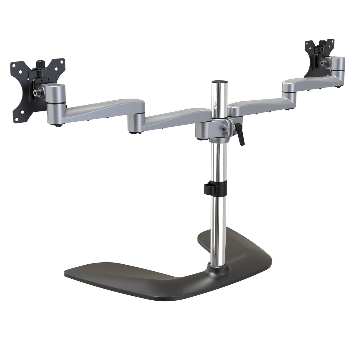 StarTech.com Dual Monitor Stand - Ergonomic Desktop Monitor Stand for up to 32" (17.6lb/8kg) VESA Displays - Free-Standing Articulating Universal Computer Monitor Mount - Adjustable Height - Silver