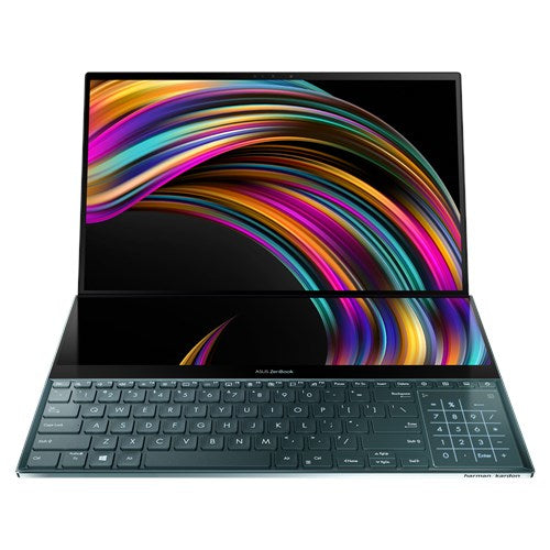 ASUS Zenbook Pro Duo UX581GV-XB74T laptop Intel® Core™ i7 i7-9750H 39.6 cm (15.6") Touchscreen 4K Ultra HD 16 GB DDR4-SDRAM 1 TB SSD NVIDIA® GeForce RTX™ 2060 Wi-Fi 6 (802.11ax) Windows 10 Home Black