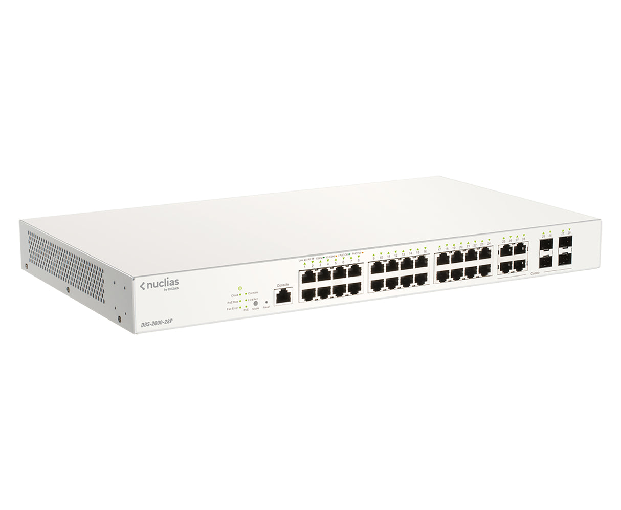 D-Link 28-Port Gigabit PoE+ Nuclias Smart Managed Switch including 4x 1G Combo Ports, 193W