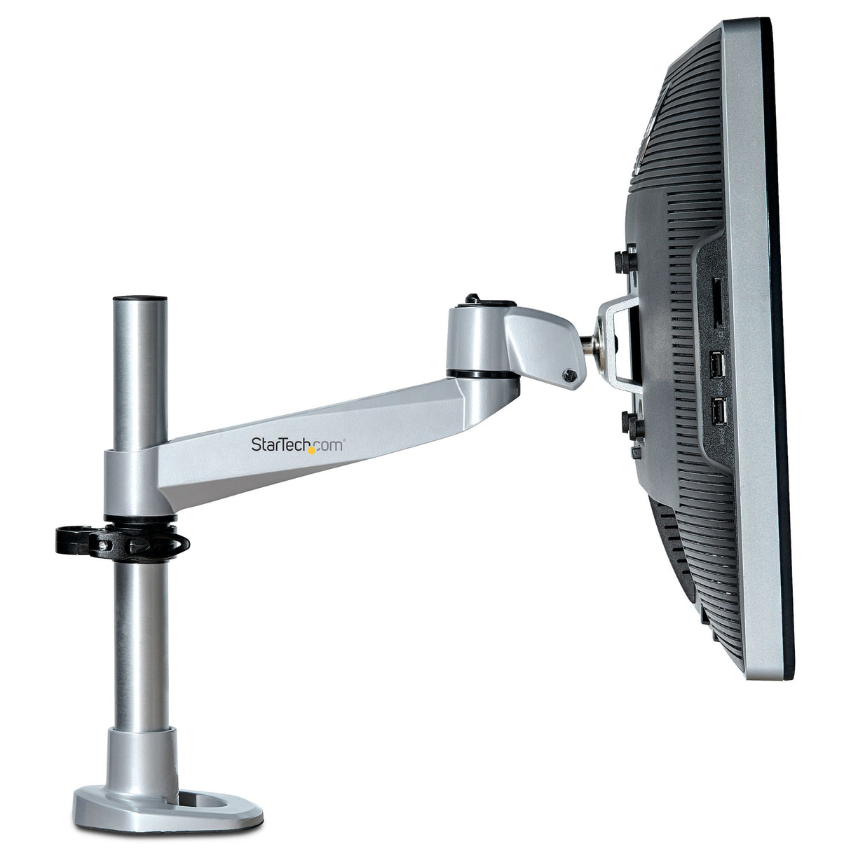 StarTech.com Desk Mount Monitor Arm - VESA or Apple iMac/Thunderbolt or Ultrawide Display up to 49" (30.9lb/14kg) - Articulating Height Adjustable Single Desktop Monitor Pole Mount - Clamp/Grommet - TAA