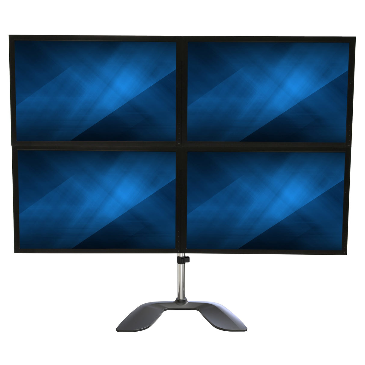StarTech.com Desktop Quad Monitor Stand - Ergonomic VESA 4 Monitor Arm (2x2) up to 32" (17.6lb/8kg) - Free Standing Articulating Universal Pole Mount - Height Adjustable/Tilt/Swivel/Rotate - Silver