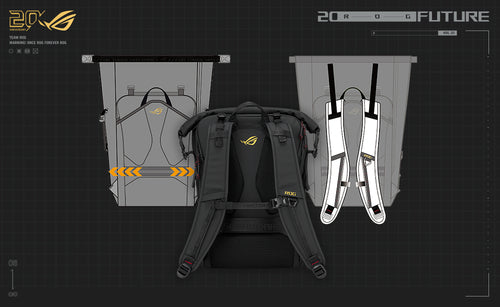 ASUS ROG SLASH Edition 20 backpack Roll top backpack Black Polyester, PU leather