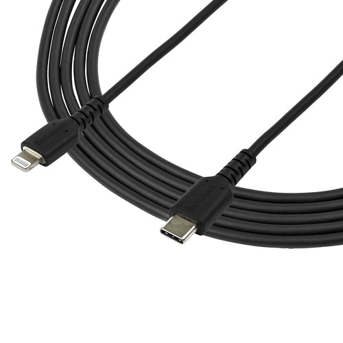 StarTech.com 6 foot (2m) Durable Black USB-C to Lightning Cable - Heavy Duty Rugged Aramid Fiber USB Type C to Lightning Charger/Sync Power Cord - Apple MFi Certified iPad/iPhone 12