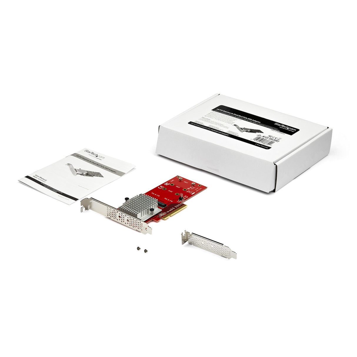 StarTech.com Dual M.2 PCIe SSD Adapter Card - x8 / x16 Dual NVMe or AHCI M.2 SSD to PCI Express 3.0 - M.2 NGFF PCIe (M-Key) Compatible - Supports 2242, 2260, 2280 - JBOD - Mac & PC - TAA