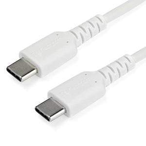 StarTech.com 3ft (1m) USB-C Fast Charging Cable, Rugged, Charge & Sync, 60W (3A) PD, USB 2.0, White TPE Jacket and Aramid Fiber - USB C Charging Cord