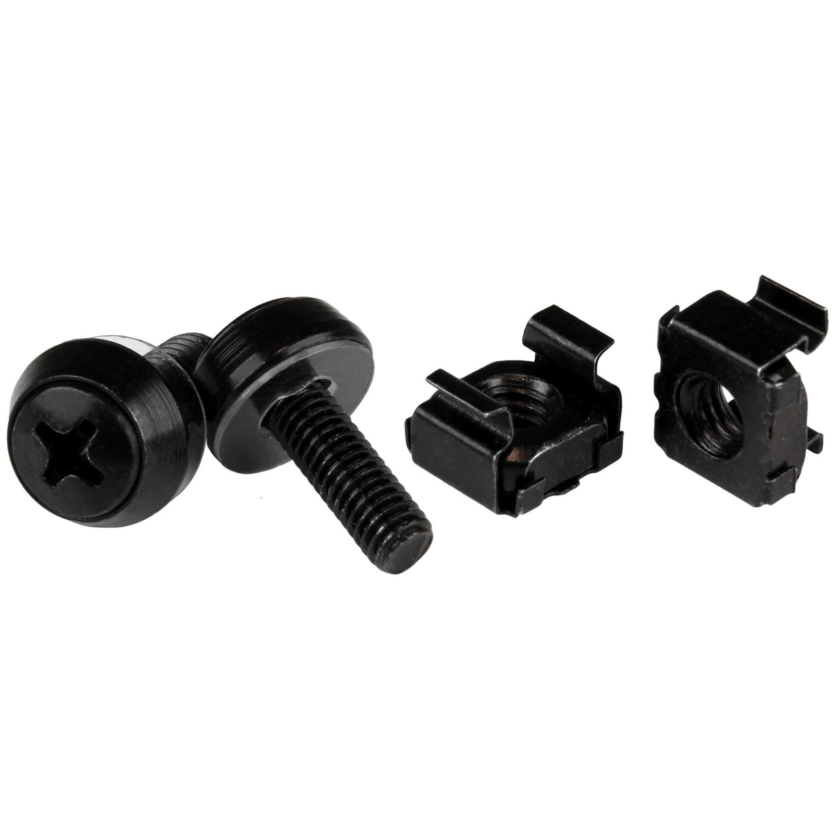 StarTech.com 50-Pack 10-32 12mm Screws, Washers and Square Hole Cage Nuts with Installation Tool, Hardware Mounting Kit for 19" or 10" Server Racks, Cabinets and Enclosures, Black - TAA