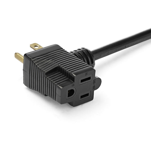 StarTech.com 1ft (30cm) Short Extension Cord, NEMA 5-15P/R to NEMA 5-15R, 13A 125V, 16AWG, Black, Outlet Saver Power Extension Cord with Extra Passthrough Outlet, AC Extension Cable, UL Listed
