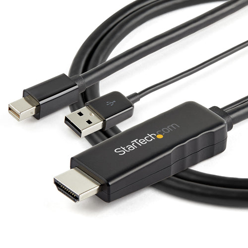 StarTech.com 3ft (1m) HDMI to Mini DisplayPort Cable 4K 30Hz - Active HDMI to mDP Adapter Converter Cable with Audio - USB Powered - Mac & Windows - Male to Male Video Adapter Cable