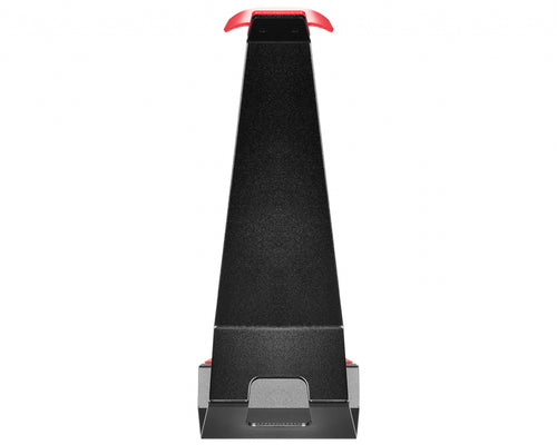 MSI HS01 Gaming Headset Stand 'Black with Red, Solid Metal Design, non slip base, Cable Organiser, Supports most headsets, Mobile holder'