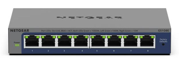 NETGEAR GS108E-400NAS network switch Unmanaged L2/L3 Gigabit Ethernet (10/100/1000) Grey