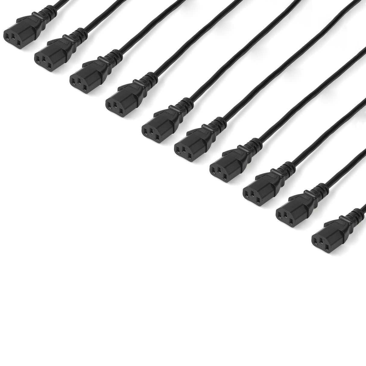 StarTech.com 10ft (3m) Computer Power Cord, NEMA 5-15P to C13, 10A 125V, 10 Pack, 18AWG, Black Replacement AC Power Cord, Printer Power Cord, PC Power Supply Cable, Monitor Power Cable - UL Listed