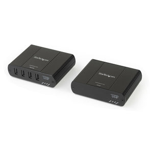 StarTech.com 4 Port USB 2.0 Extender Hub over Cat5e/Cat6 Ethernet Cable (RJ45) - 330ft/100m Industrial Metal USB Extender Adapter Kit w/ ESD Protection - Externally Powered - 480 Mbps