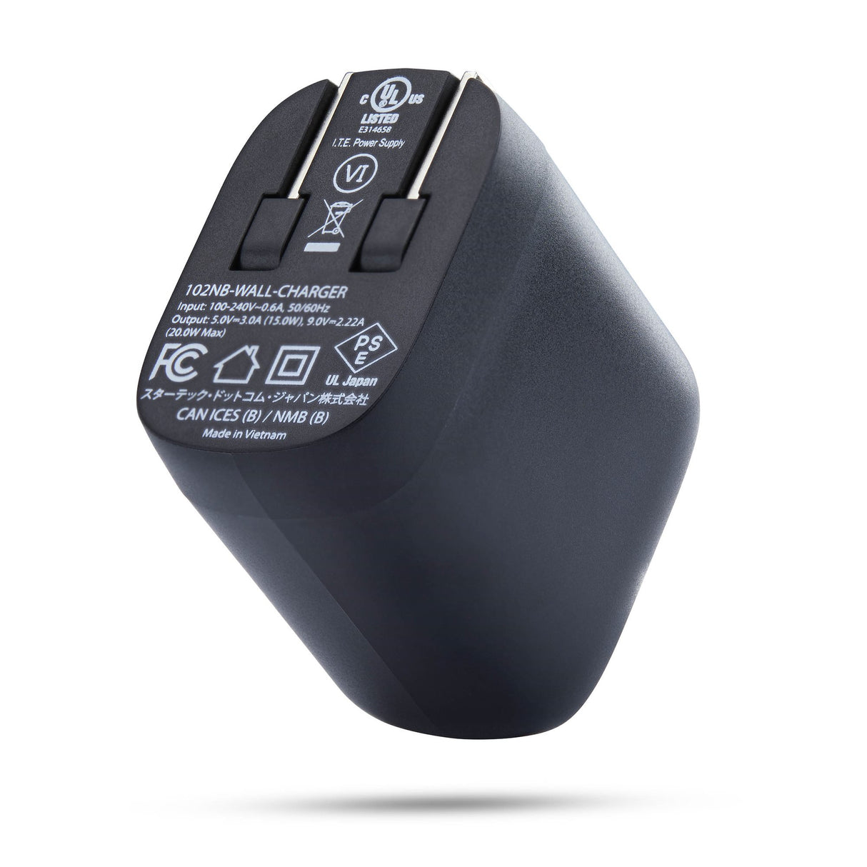 StarTech.com 20W USB‑C Wall Charger, Portable Charger with USB Power Delivery Fast Charging, 5V/9V PD, USB-C Charger, Black