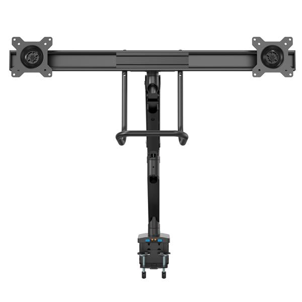 StarTech.com Desk Mount Dual Monitor Arm with USB & Audio - Slim Full Motion Adjustable Dual Monitor VESA Mount for up to 32" (17.6lb/8kg) Displays - Ergonomic Articulating - C-Clamp/Grommet