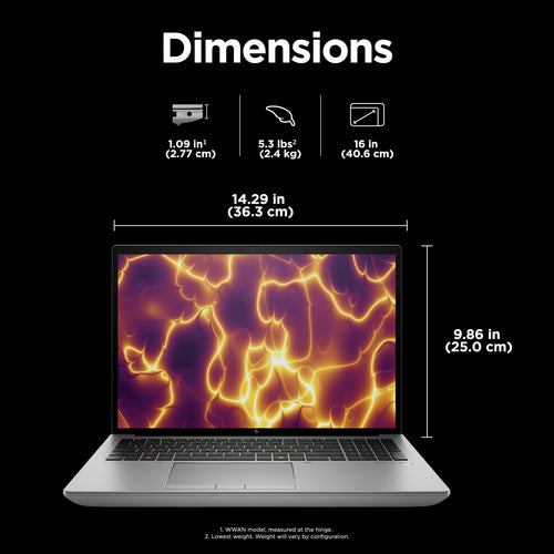 HP ZBook Fury G11 Intel® Core™ i9 i9-14900HX Mobile workstation 40.6 cm (16") WQUXGA 64 GB DDR5-SDRAM 2 TB SSD NVIDIA RTX 3500 Ada Wi-Fi 7 (802.11be) Windows 11 Pro Silver
