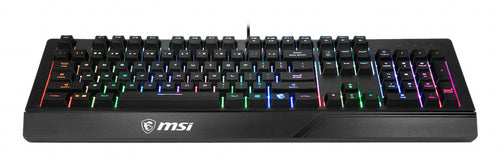 MSI VIGOR GK20 RGB Gaming Keyboard ' UK Layout, Membrane switches, Rainbow RGB Lighting effect, Ergonomic keycaps, Hotkeys for media and lighting control, water repellent keyboard design'