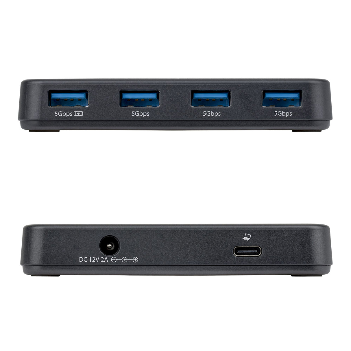 StarTech.com 4-Port USB-A Hub, 5Gbps, Self-Powered, 2-in-1 USB-C and USB-A Host Cable, 1x BC 1.2 Charging Port, 24W Power Adapter Included, MacBook and Windows