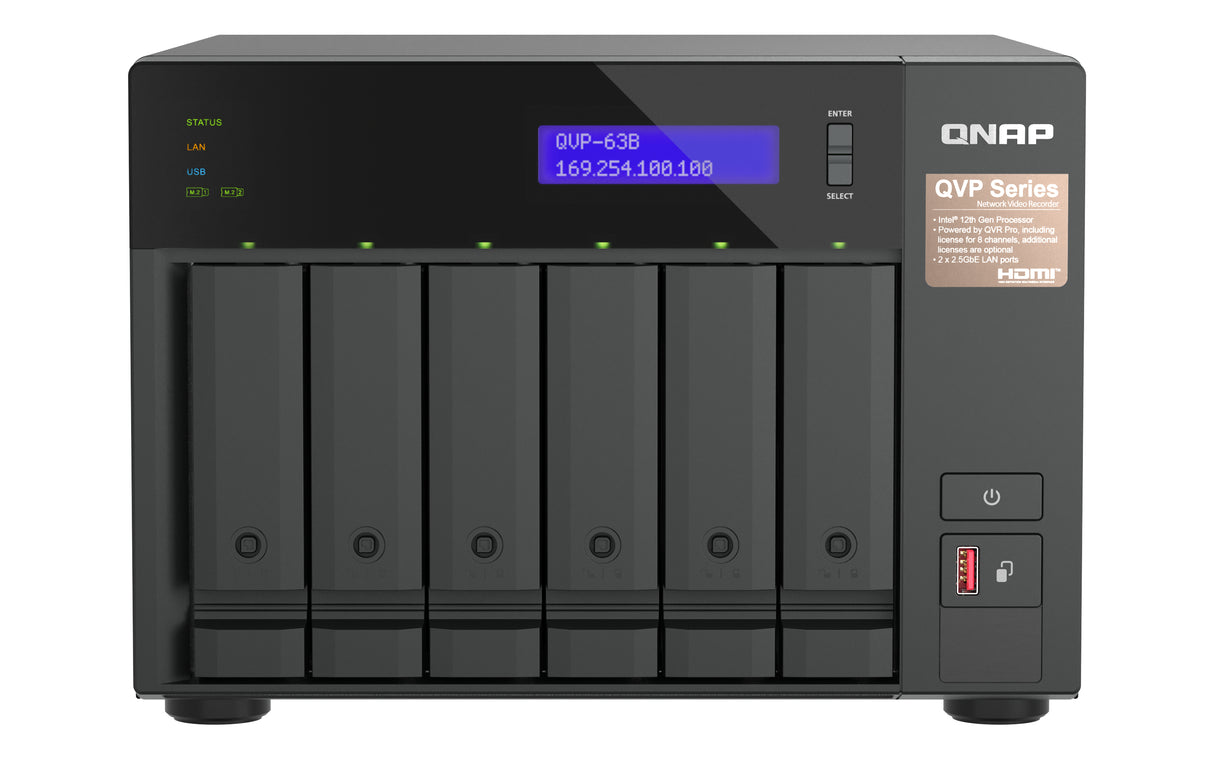 QNAP QVP-63B NAS/storage server Tower Intel® Core™ i3 16 GB DDR4 0 TB Black