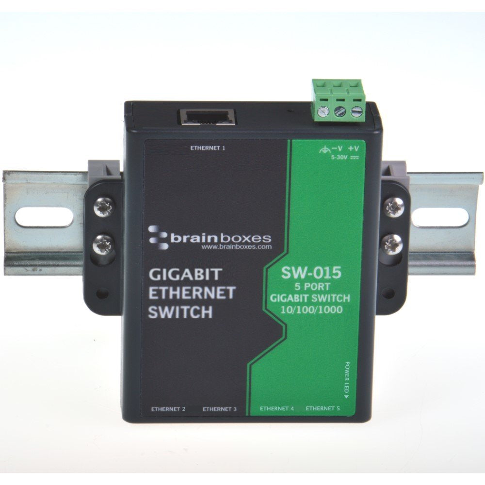Brainboxes SW-015 network switch Unmanaged Gigabit Ethernet (10/100/1000) Black, Green