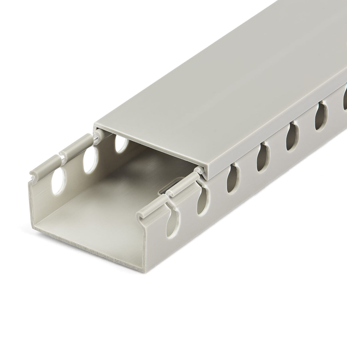 StarTech.com Open Slot Cable Management Raceway with Cover, 2"(50mm)W x 1"(25mm)H - 6.5ft(2m) length - 1/4"(8mm) Slots, PVC Network Cable Hider/Wall Wire Duct, Max 25 Cables, UL Listed - TAA