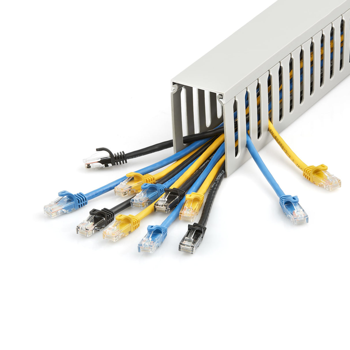 StarTech.com Open Slot Cable Management Raceway with Cover, 2"(50mm)W x 3"(75mm)H - 6.5ft(2m) length - 1/4"(8mm) Slots, PVC Network Cable Hider/Wall Wire Duct, Max 180 Cables, UL Listed - TAA