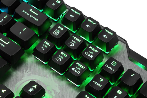 MSI UK VIGOR GK50 ELITE Mechanical Gaming Keyboard 'UK-Layout, KAILH Box-White Switches, Per Key RGB Light LED Backlit, Tactile, Floating Key Design, Water Resistant, Center'