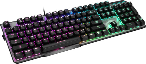 MSI UK VIGOR GK50 ELITE Mechanical Gaming Keyboard 'UK-Layout, KAILH Box-White Switches, Per Key RGB Light LED Backlit, Tactile, Floating Key Design, Water Resistant, Center'