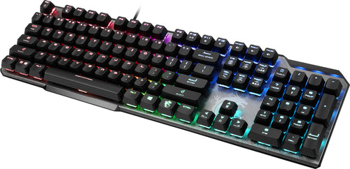 MSI UK VIGOR GK50 ELITE Mechanical Gaming Keyboard 'UK-Layout, KAILH Box-White Switches, Per Key RGB Light LED Backlit, Tactile, Floating Key Design, Water Resistant, Center'