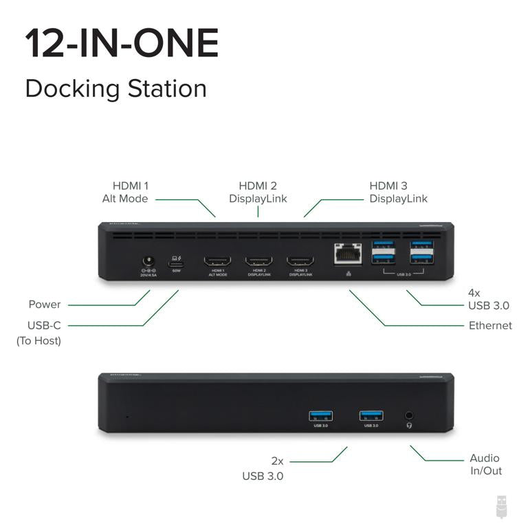 Plugable Technologies UD-3900PDZ laptop dock/port replicator Docking USB 3.2 Gen 1 (3.1 Gen 1) Type-C Black