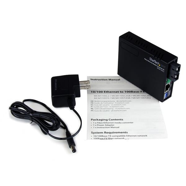 StarTech.com Multi-Mode (MM) SC Fiber Media Converter for 10/100Mbps Networks, Standalone Ethernet to SC MM Fiber Media Converter, 1310nm, 2km - TAA