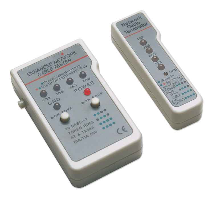 Intellinet Multifunction Cable Tester, RJ-45 and RJ-11, UTP/STP/FTP, Shielded and Unshielded