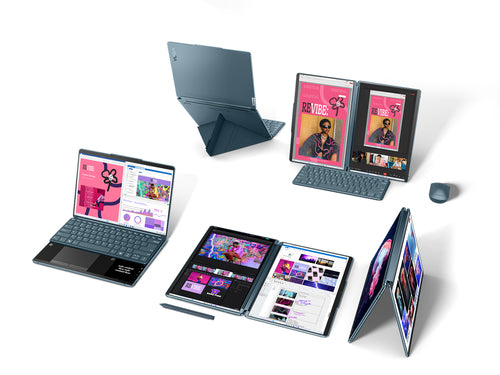 Lenovo Yoga Book 9 13IMU9 Intel Core Ultra 7 155U Hybrid (2-in-1) 33.8 cm (13.3") Touchscreen 2.8K 16 GB LPDDR5x-SDRAM 1 TB SSD Wi-Fi 6E (802.11ax) Windows 11 Home Teal English, French