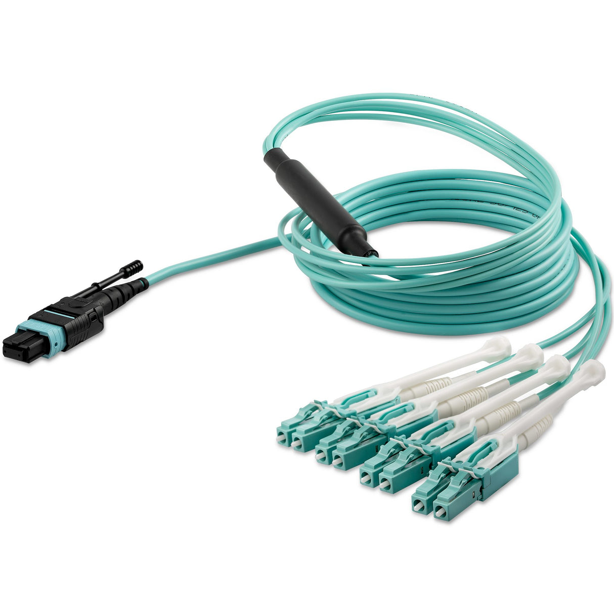 StarTech.com 2m (6ft) MTP(F)/PC to 4x LC/PC Duplex Breakout OM3 Multimode Fiber Optic Cable, OFNP Plenum, 40G Networks, Low Insertion Loss - Fiber Jumper Cord