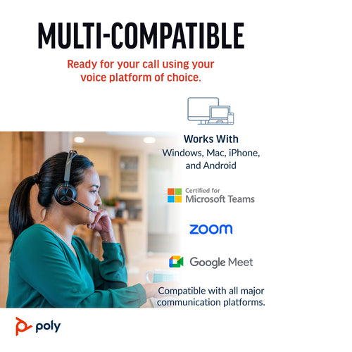 HP Poly Voyager Focus 2 Microsoft Teams Certified USB-A Headset