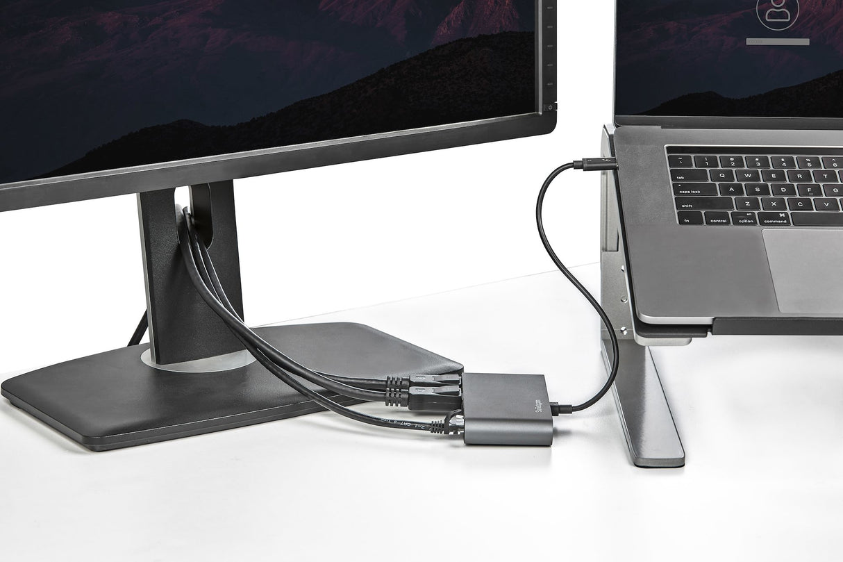 StarTech.com Dual-Monitor Thunderbolt Mini Dock, 4K 60Hz DisplayPort, Driverless Hub for Windows & Mac, Gigabit Ethernet, 1x USB-A (USB 5Gbps), 11in (28cm) Cable