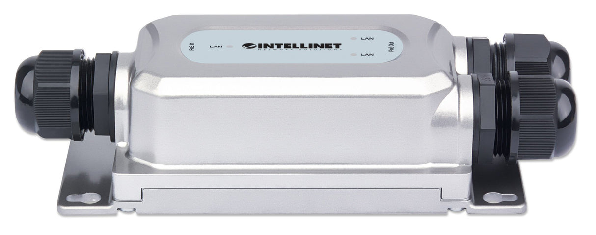 Intellinet 2-Port Outdoor Vandalproof Gigabit PoE++ Extender, Two 30 W Ports, Extends PoE up to 100 m (328 ft.), 60 W Power Budget, IEEE 802.3bt (4PPoE) Compliant, IP67 Waterproof, IK10-rated, Metal Housing