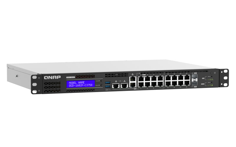 QNAP QGD-1602P Managed L2 2.5G Ethernet (100/1000/2500) Power over Ethernet (PoE) Black, Grey