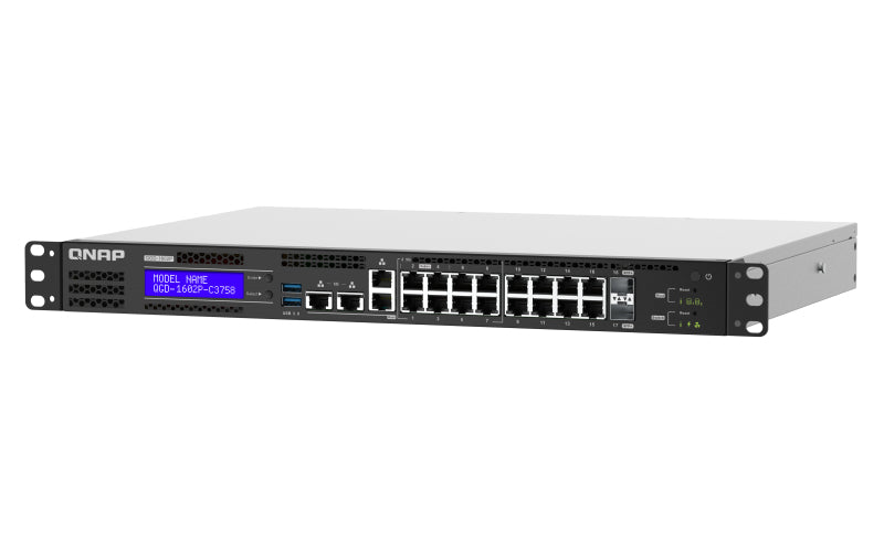 QNAP QGD-1602P Managed L2 2.5G Ethernet (100/1000/2500) Power over Ethernet (PoE) Black, Grey