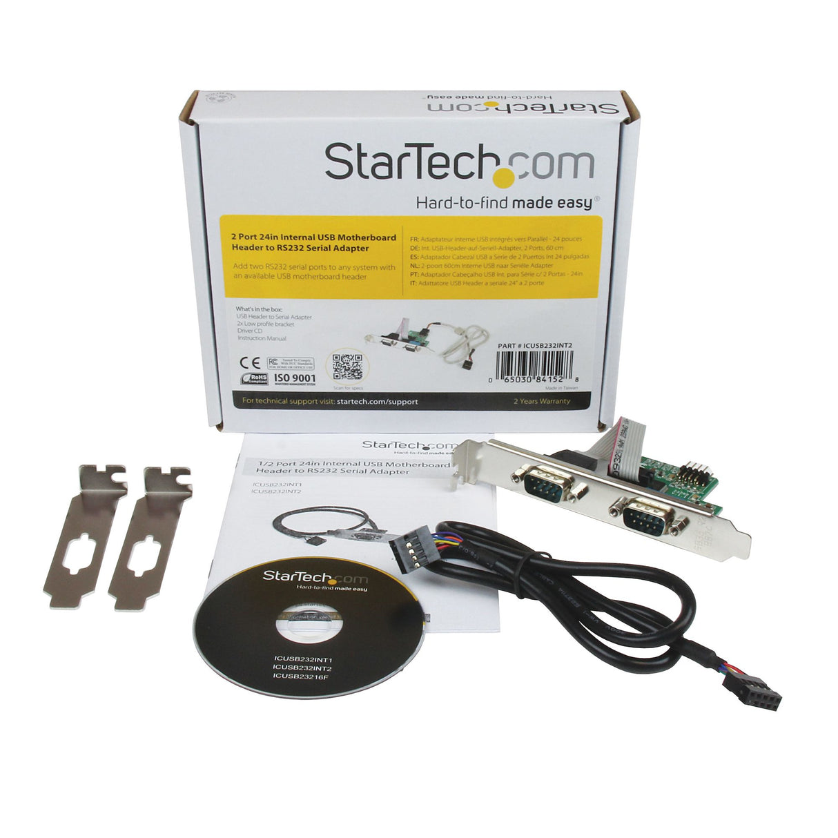 StarTech.com 24in Internal USB Motherboard Header to 2 Port Serial RS232 Adapter - TAA