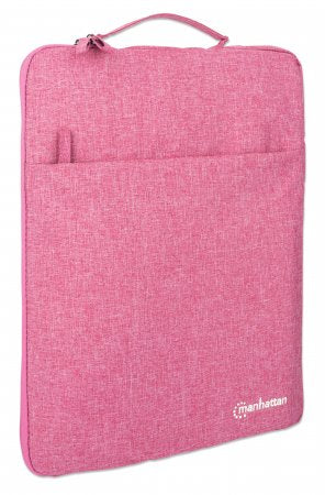 Manhattan Seattle Laptop Sleeve 15.6", Coral, Padded, Extra Soft Internal Cushioning, Main Compartment with double zips, Zippered Front Pocket, Carry Loop, Water Resistant and Durable, Notebook Slipcase, Three Year Warranty