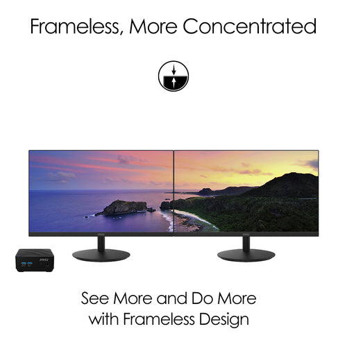 MSI Pro MP242 23.8 Inch Monitor, Full HD (1920 x 1080), 75Hz, IPS, 5ms, HDMI, VGA, Built-in Speakers, Anti-Glare, Anti-Flicker, Less Blue light, TÜV Certified, VESA, Kensington, Black