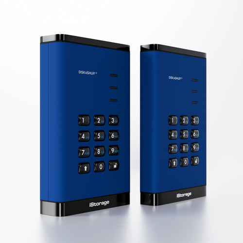 iStorage diskAshur³ 2TB Blue | Secure Portable Hard Drive | FIPS 140-3 Level 3 Complaint |Common Criteria EAL 5+ | PIN protected | AES-XTS 256-bit hardware encryption | GDPR, TAA Compliant | Dust/Water Resistant