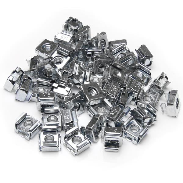 StarTech.com 50-Pack 10-32 Square Hole Cage Nuts and Installation Tool for 19" or 10" Server Racks, Cabinets and Enclosures, Black - TAA