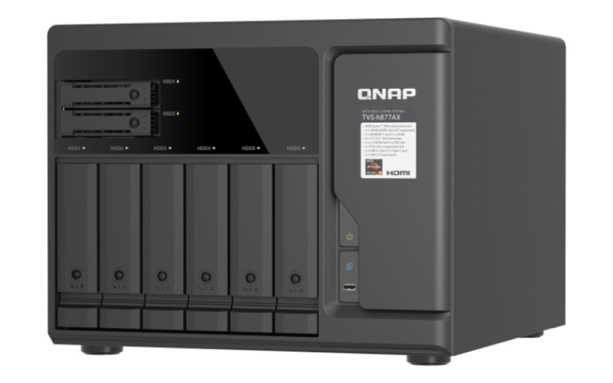 QNAP TVS-H877AX NAS Tower AMD Ryzen™ 5 16 GB DDR5 QNAP QTS Black